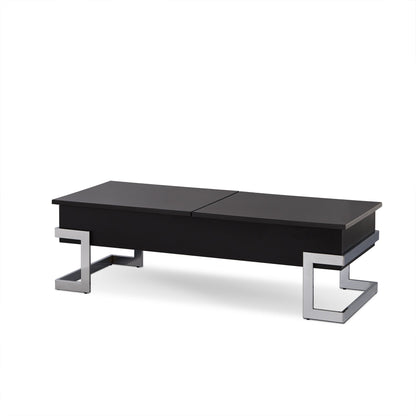 Calmam Black High Gloss & Chrome Finish Coffee Table with Lift Top and Hidden Storage - 1st Choice Furniture Direct