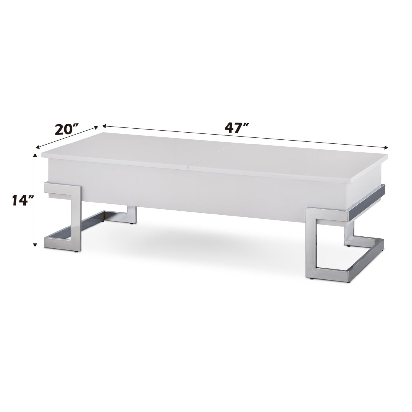 Calmam White High Gloss & Chrome Finish Coffee Table with Lift Top, Versatile Storage, Synthetic Wood - 1st Choice Furniture Direct
