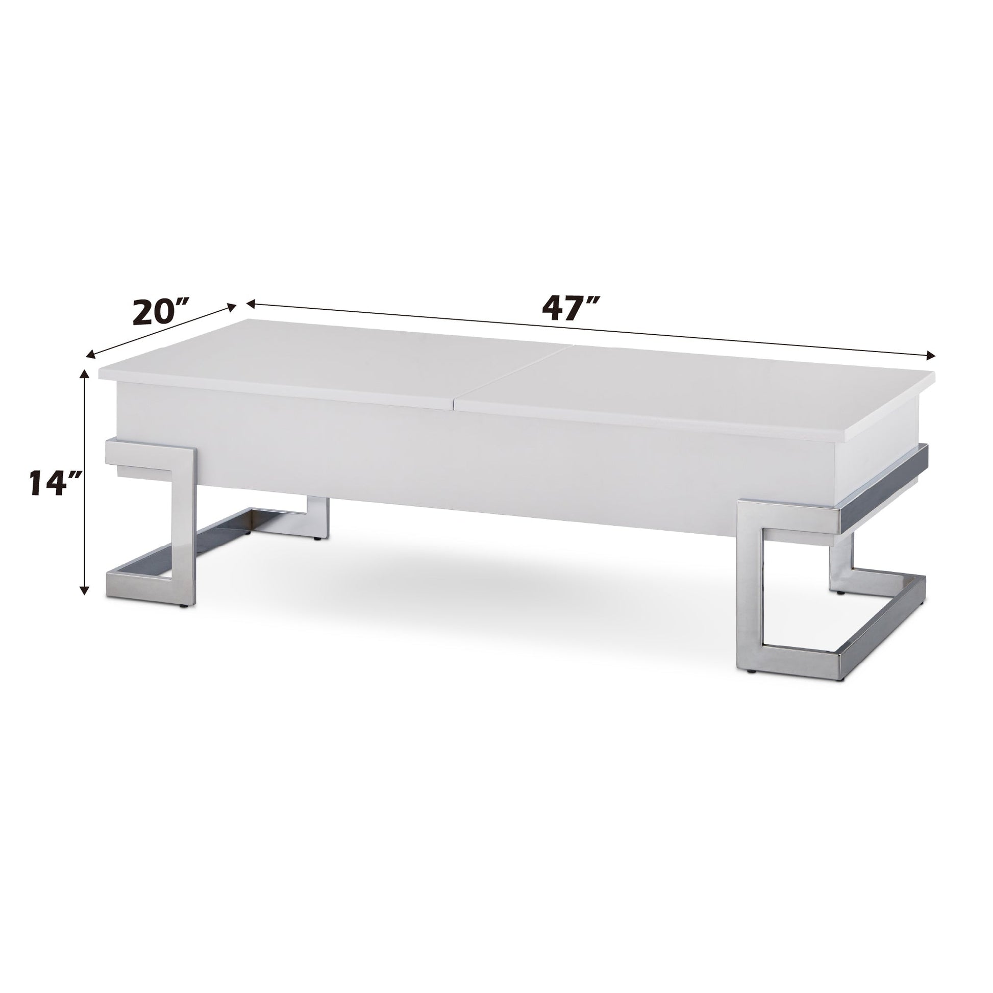 Calmam White High Gloss & Chrome Finish Coffee Table with Lift Top, Versatile Storage, Synthetic Wood - 1st Choice Furniture Direct