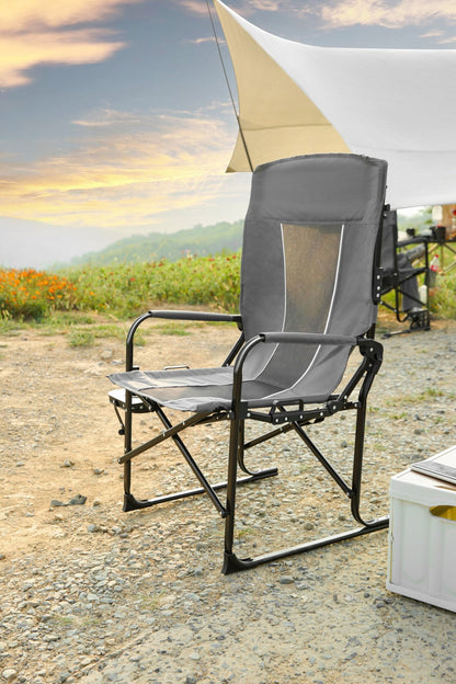 Camping Directors Chair, Heavy Duty,Oversized Portable Folding Chair with Side Table, Pocket for Beach, Fishing,Trip,Picnic,Lawn Grey - 1st Choice Furniture Direct
