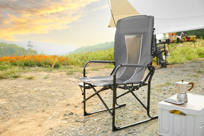 Camping Directors Chair, Heavy Duty,Oversized Portable Folding Chair with Side Table, Pocket for Beach, Fishing,Trip,Picnic,Lawn Grey - 1st Choice Furniture Direct