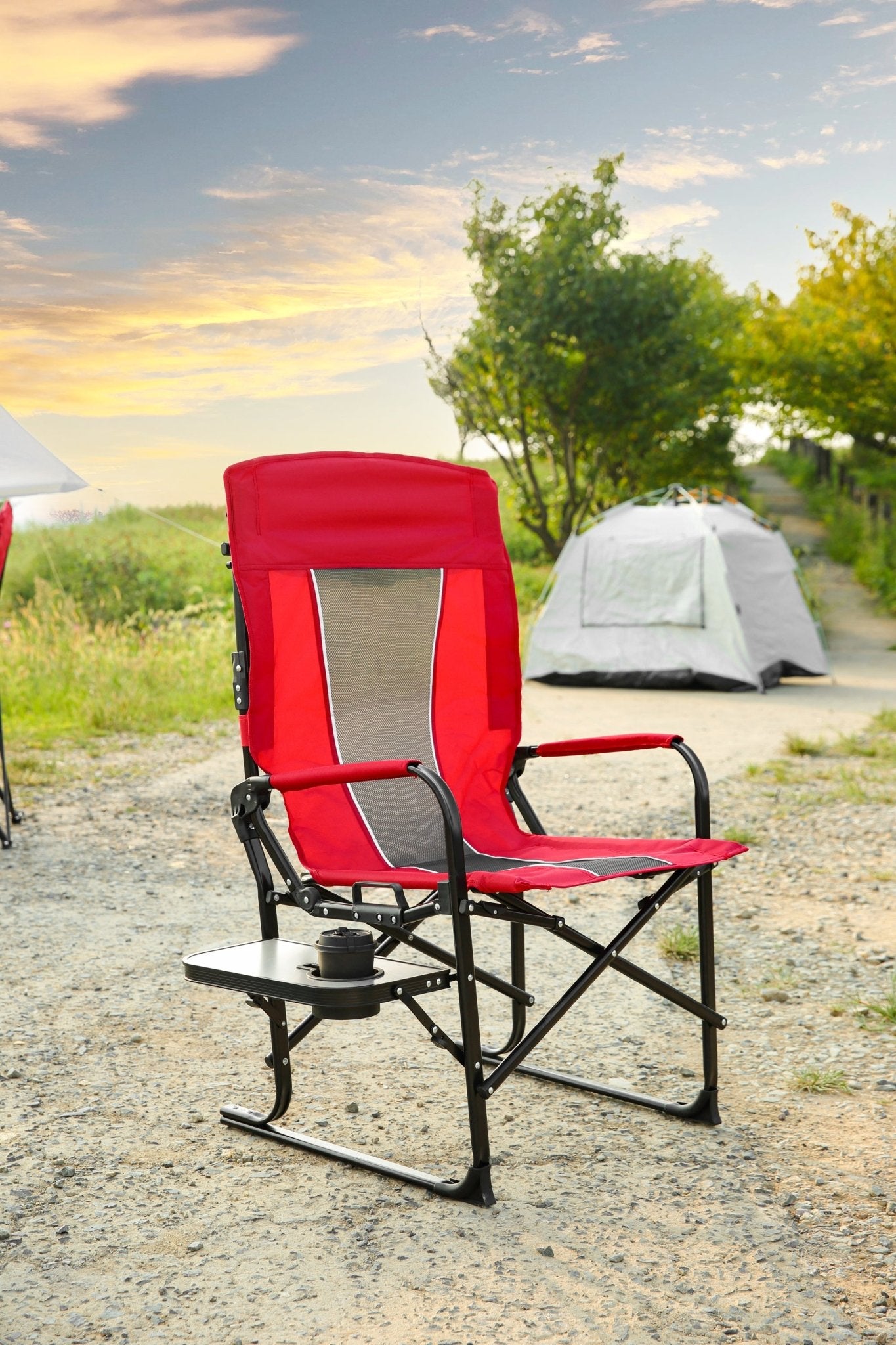 Camping Directors Chair, Heavy Duty,Oversized Portable Folding Chair with Side Table, Pocket for Beach, Fishing,Trip,Picnic,Lawn Red - 1st Choice Furniture Direct