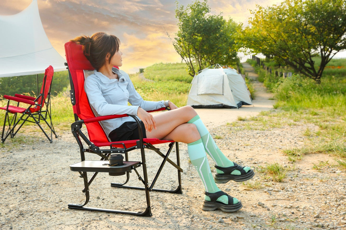 Camping Directors Chair, Heavy Duty,Oversized Portable Folding Chair with Side Table, Pocket for Beach, Fishing,Trip,Picnic,Lawn Red - 1st Choice Furniture Direct