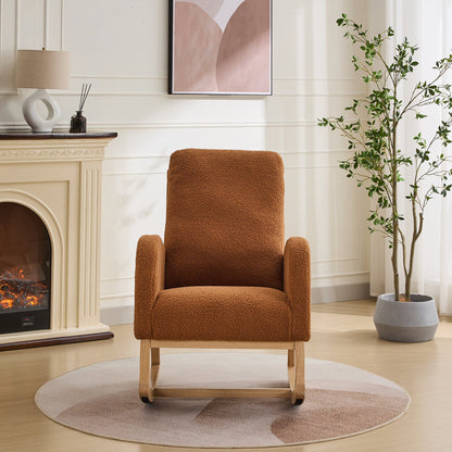 Caramel Sherpa Rocking Chair – Modern Nursery & Accent Glider Chair - 1st Choice Furniture Direct