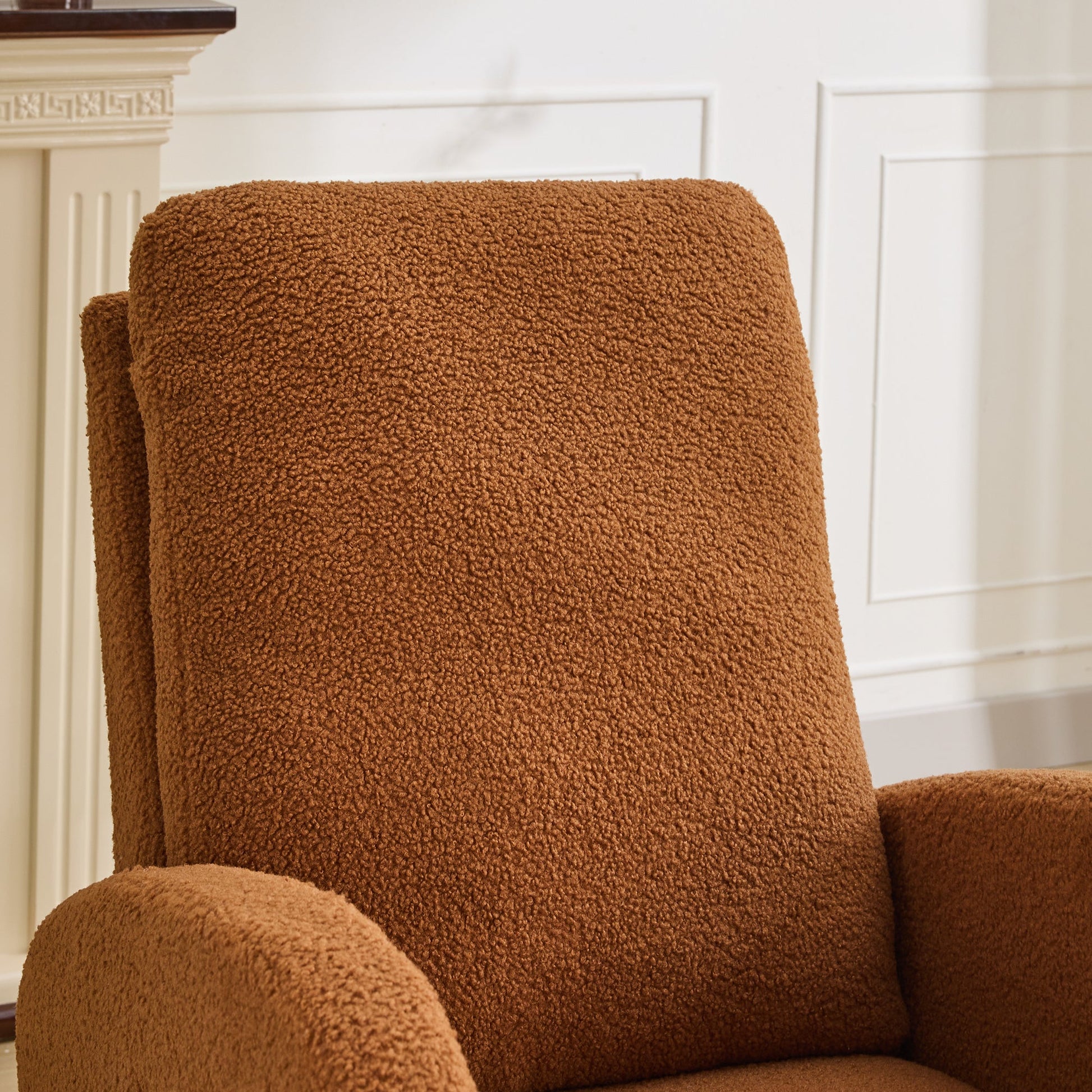 Caramel Sherpa Rocking Chair – Modern Nursery & Accent Glider Chair - 1st Choice Furniture Direct