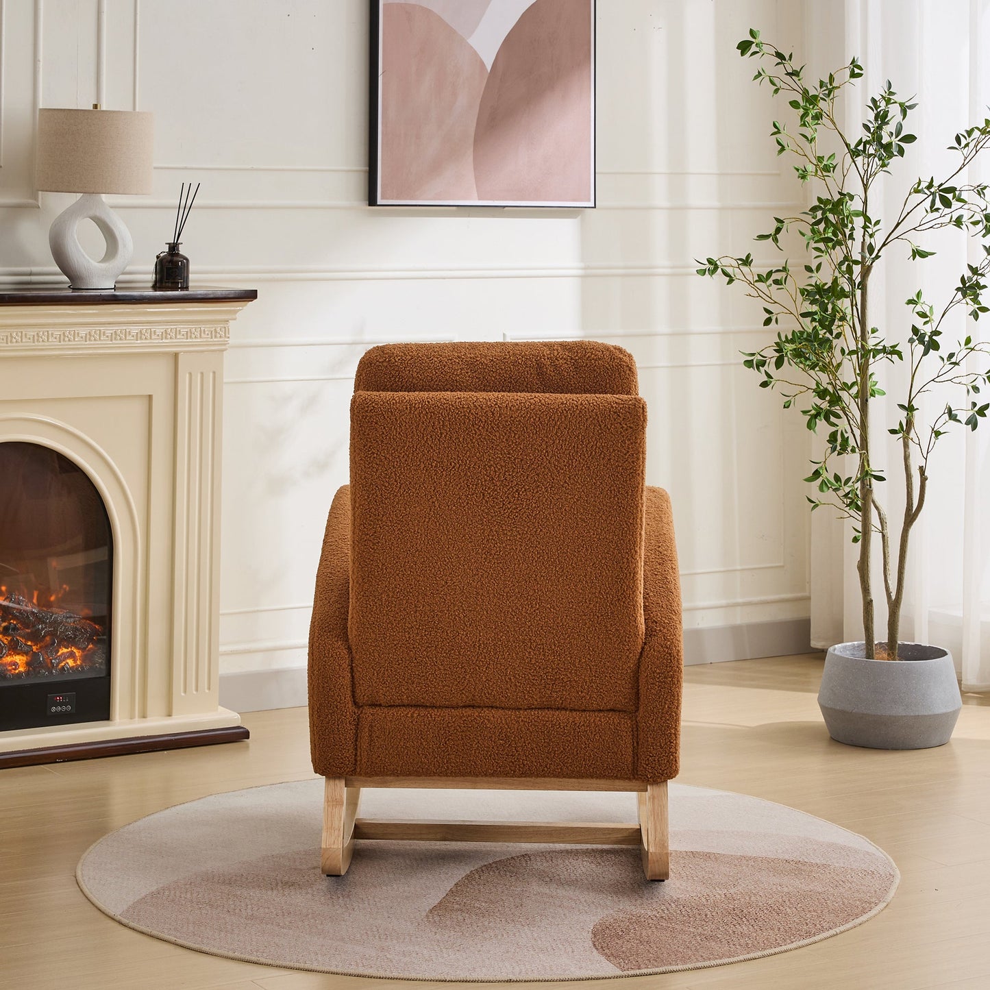 Caramel Sherpa Rocking Chair – Modern Nursery & Accent Glider Chair - 1st Choice Furniture Direct
