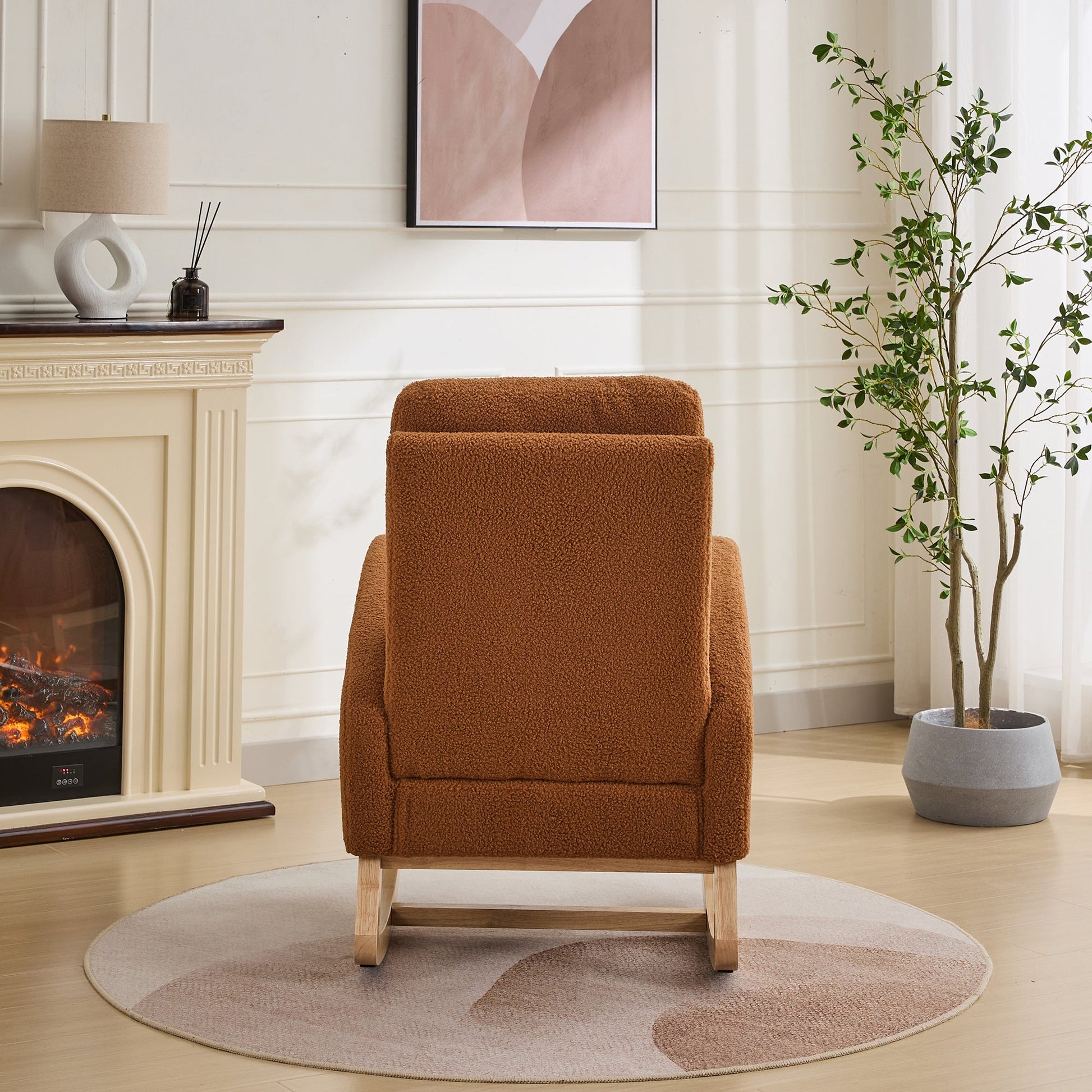 Caramel Sherpa Rocking Chair – Modern Nursery & Accent Glider Chair - 1st Choice Furniture Direct