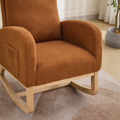 Caramel Sherpa Rocking Chair – Modern Nursery & Accent Glider Chair - 1st Choice Furniture Direct