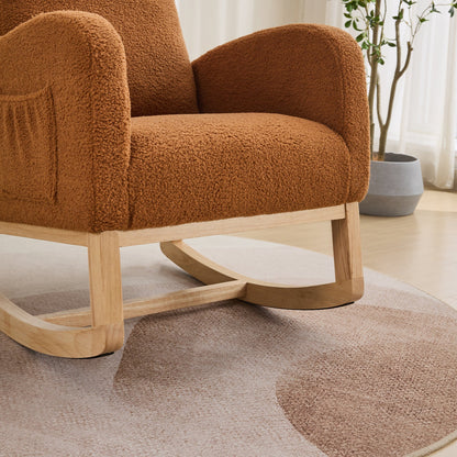 Caramel Sherpa Rocking Chair – Modern Nursery & Accent Glider Chair - 1st Choice Furniture Direct