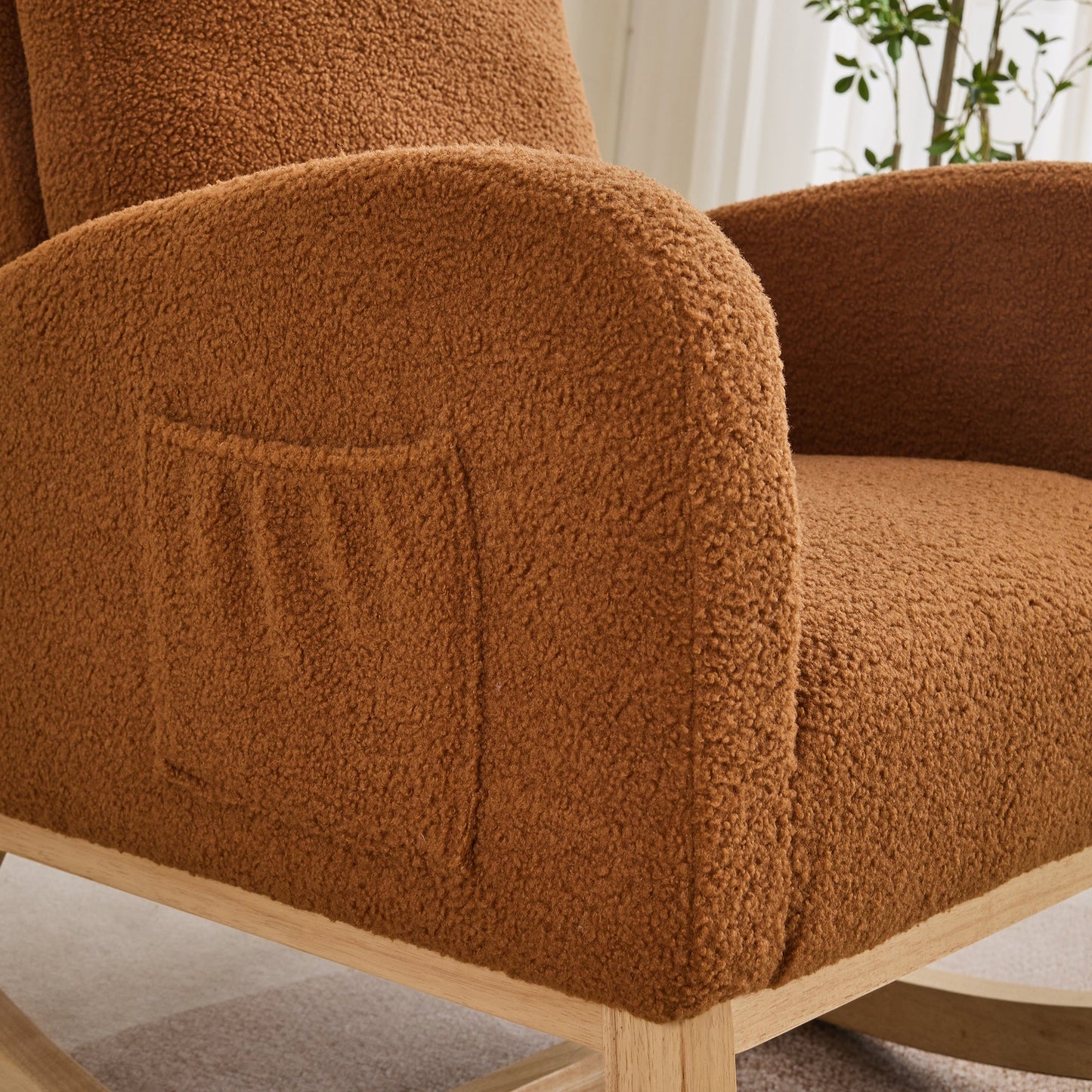 Caramel Sherpa Rocking Chair – Modern Nursery & Accent Glider Chair - 1st Choice Furniture Direct