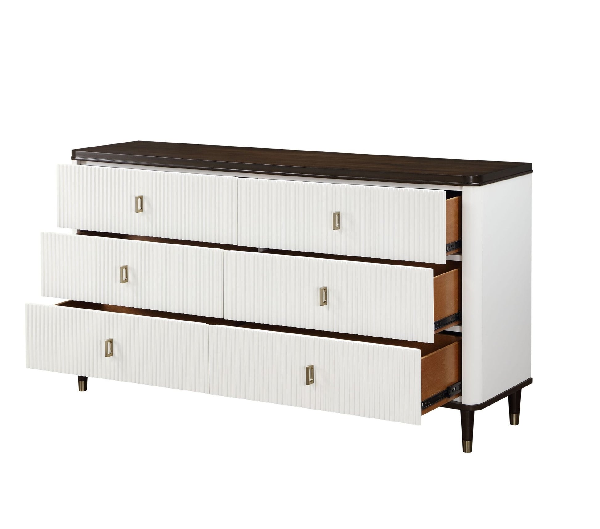 Carena White & Walnut Finish Dresser with Jewerly Tray - 1st Choice Furniture Direct