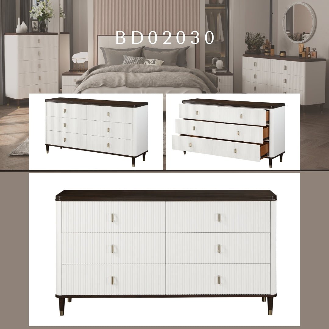 Carena White & Walnut Finish Dresser with Jewerly Tray - 1st Choice Furniture Direct