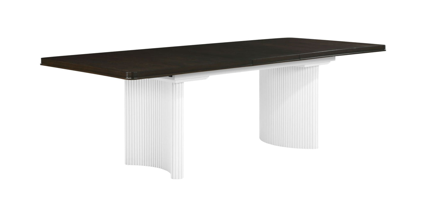 Carene White & Brown Finish Dining Table (With Leaf) - 1st Choice Furniture Direct
