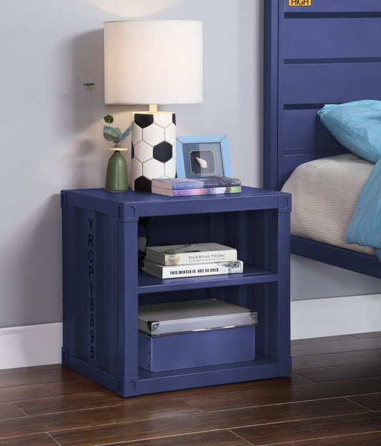 Cargo Blue Finish Nightstand W/USB - 1st Choice Furniture Direct