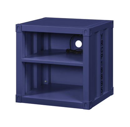 Cargo Blue Finish Nightstand W/USB - 1st Choice Furniture Direct