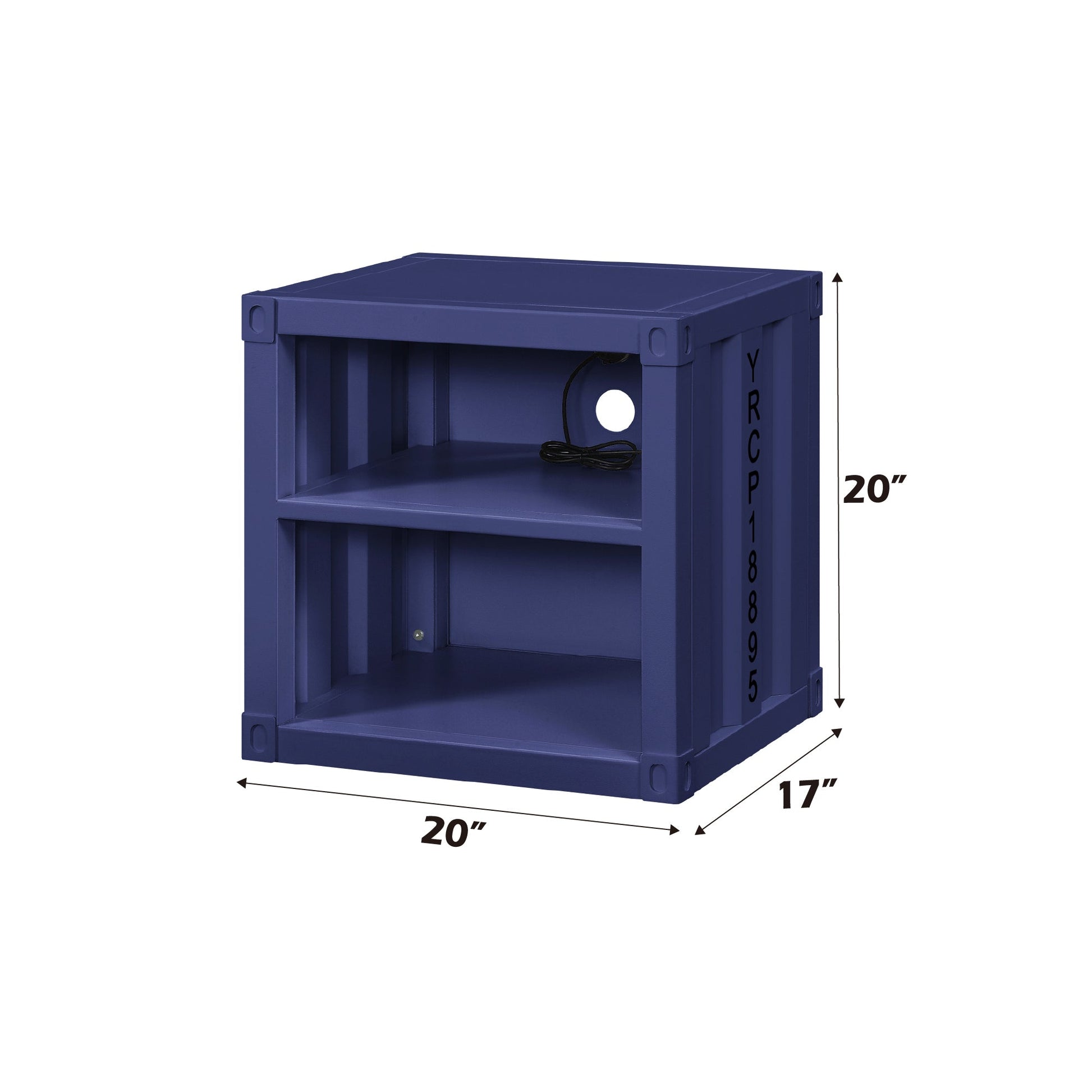 Cargo Blue Finish Nightstand W/USB - 1st Choice Furniture Direct