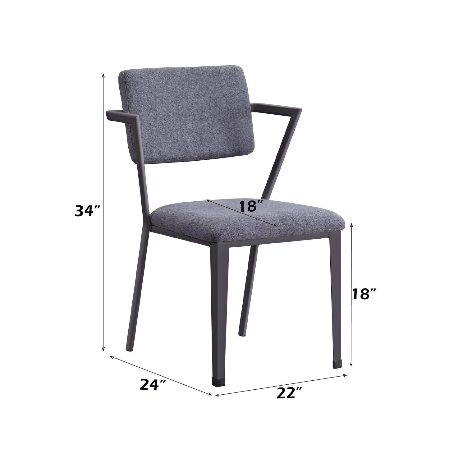 Cargo Gray Fabric & Gunmetal Finish Dining Chair ( Set of 2) - 1st Choice Furniture Direct