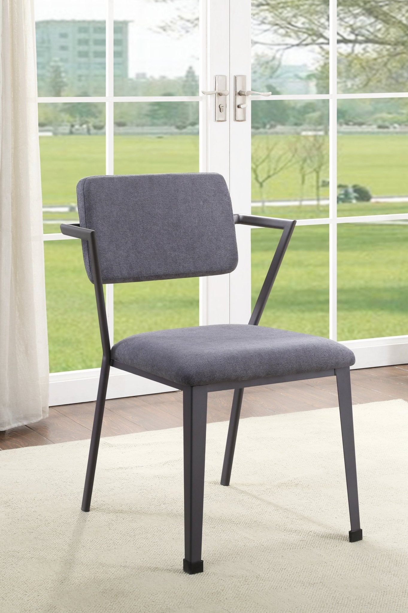 Cargo Gray Fabric & Gunmetal Finish Dining Chair ( Set of 2) - 1st Choice Furniture Direct