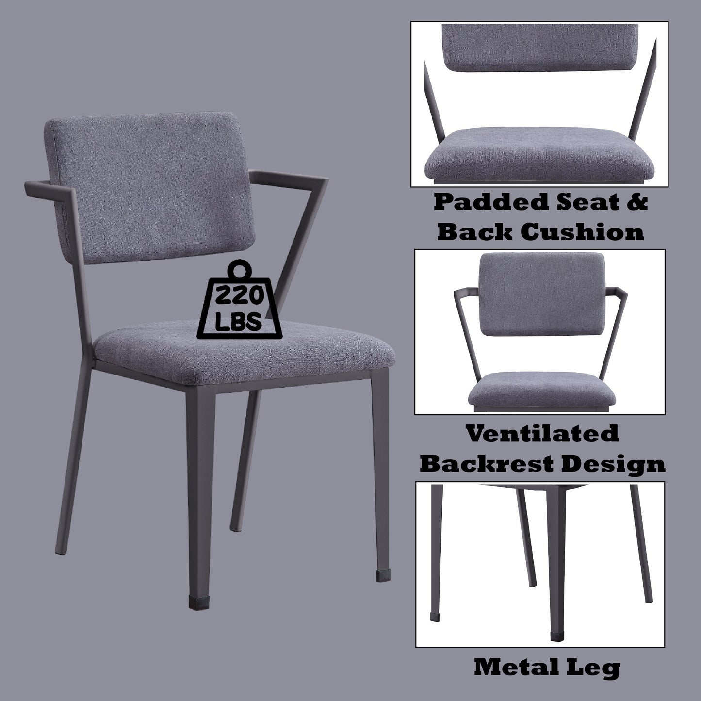 Cargo Gray Fabric & Gunmetal Finish Office Chair - 1st Choice Furniture Direct