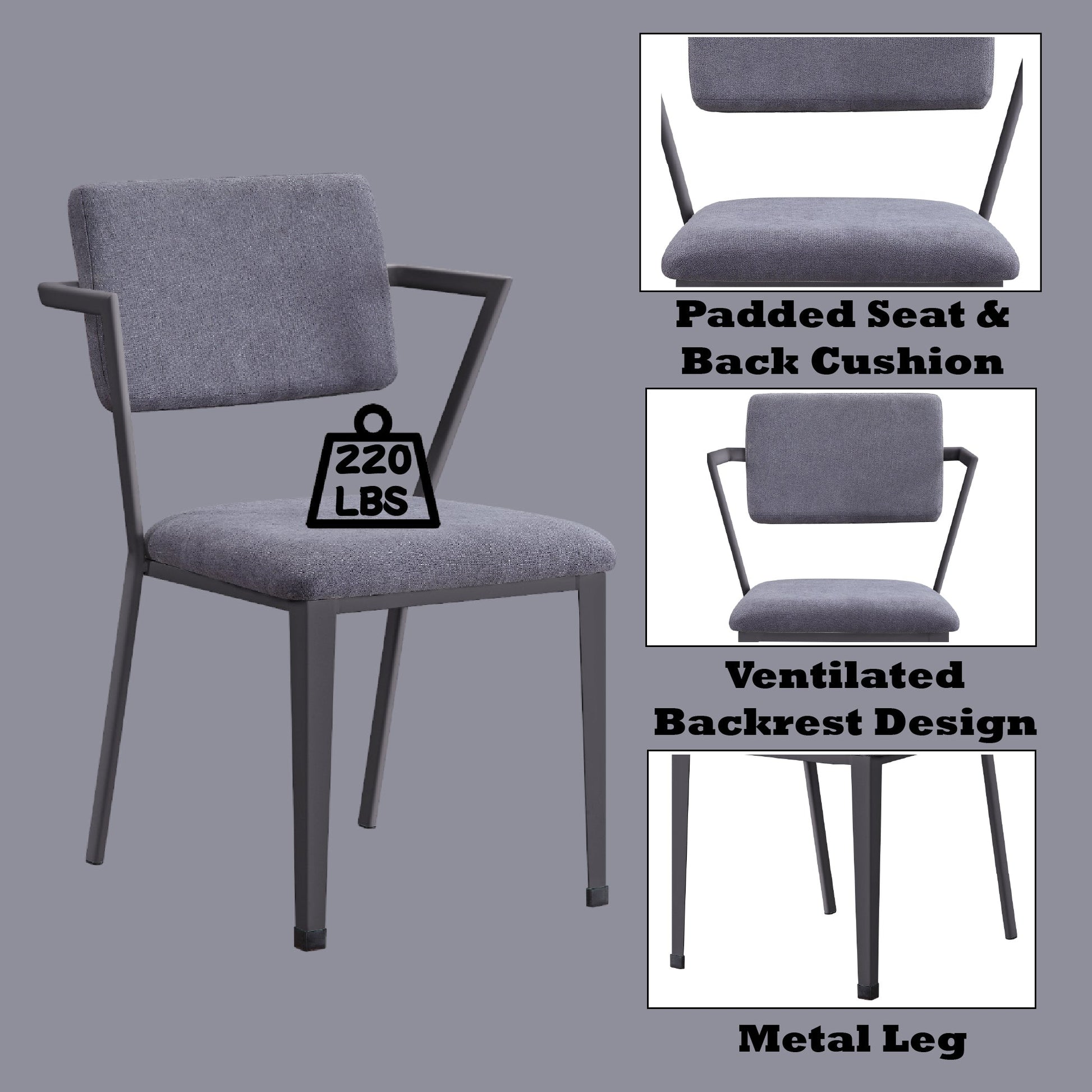 Cargo Gray Fabric & Gunmetal Finish Office Chair - 1st Choice Furniture Direct