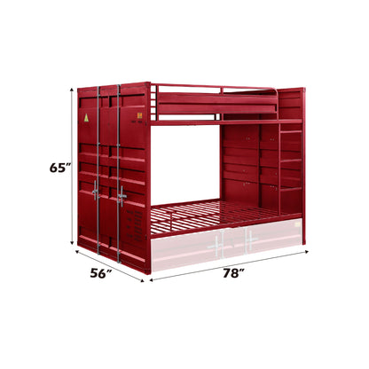 Cargo Red Finish Full/Full Bunk Bed - 1st Choice Furniture Direct