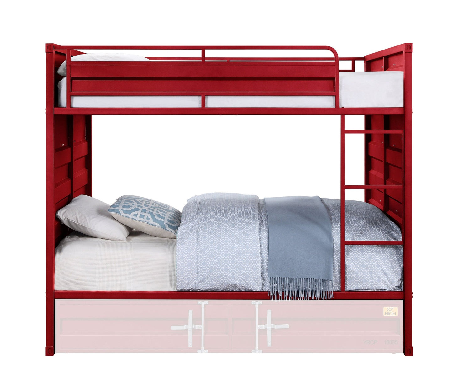 Cargo Red Finish Full/Full Bunk Bed - 1st Choice Furniture Direct