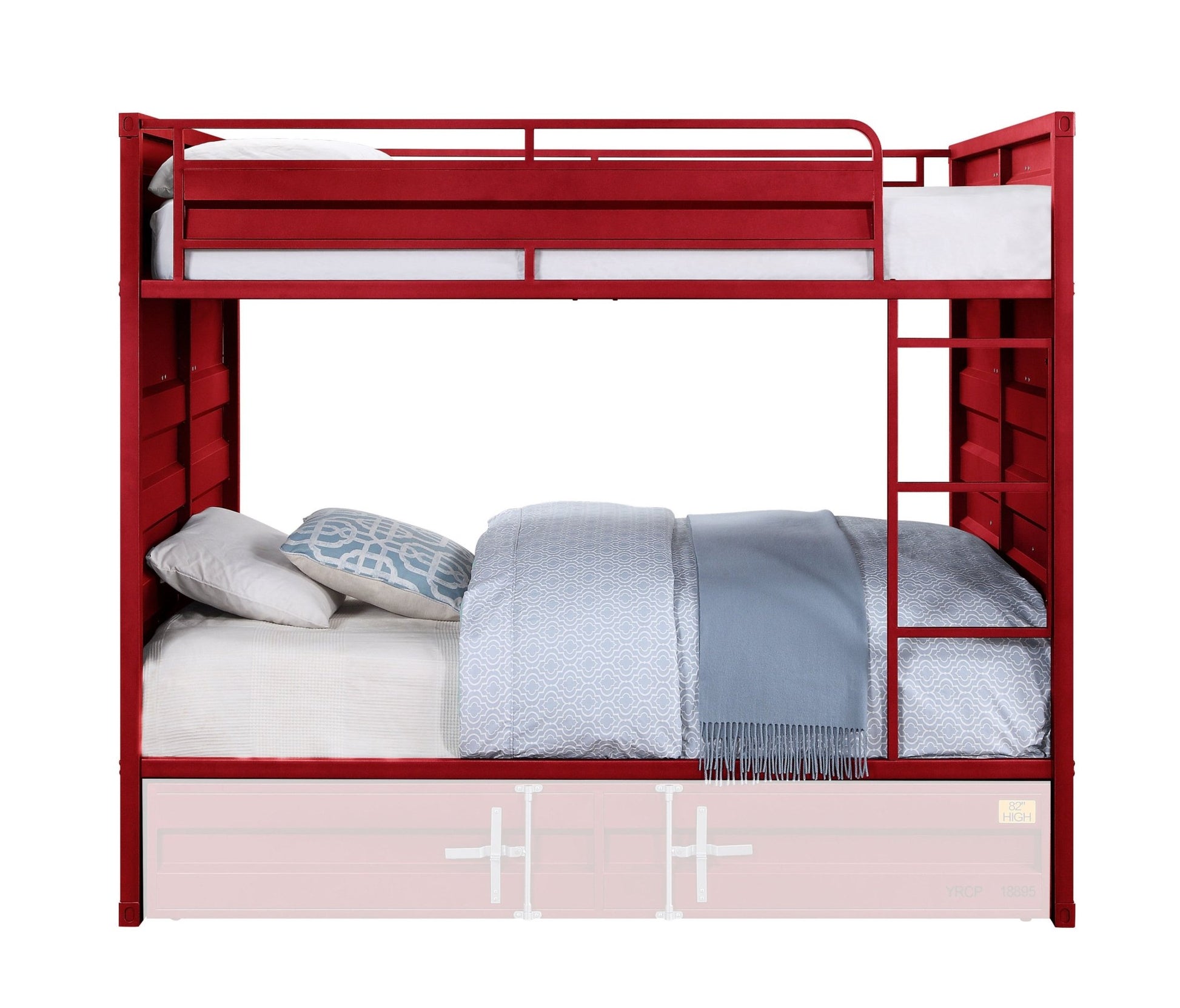 Cargo Red Finish Full/Full Bunk Bed - 1st Choice Furniture Direct