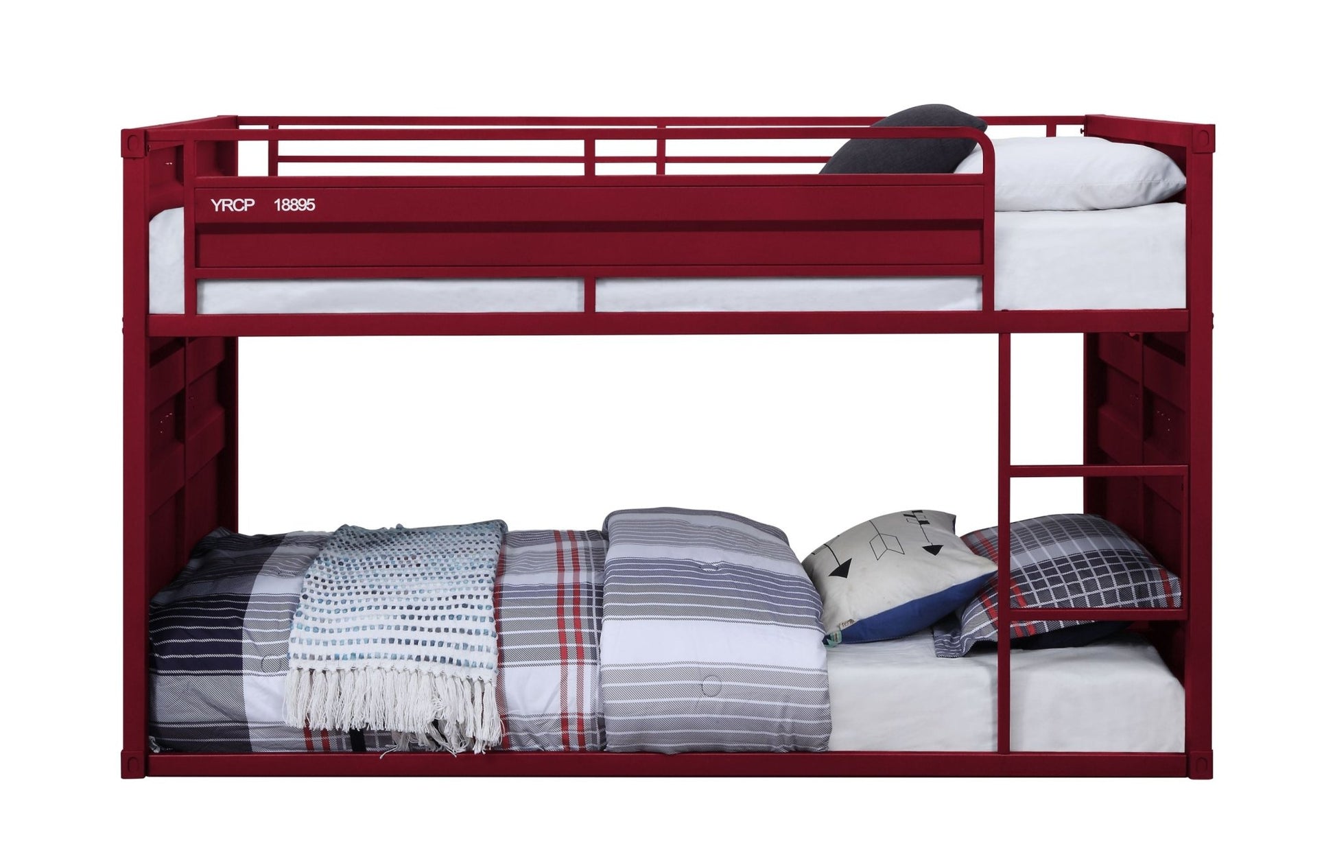 Cargo Red Finish Twin/Twin Bunk Bed - 1st Choice Furniture Direct