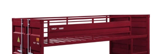 Cargo Red Finish Twin/Twin Bunk Bed - 1st Choice Furniture Direct