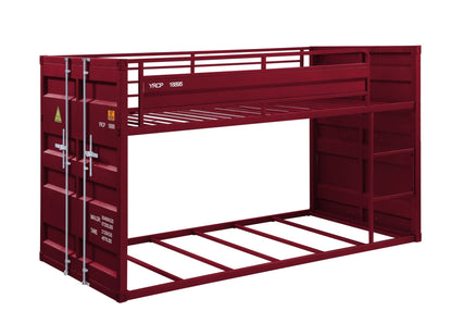 Cargo Red Finish Twin/Twin Bunk Bed - 1st Choice Furniture Direct