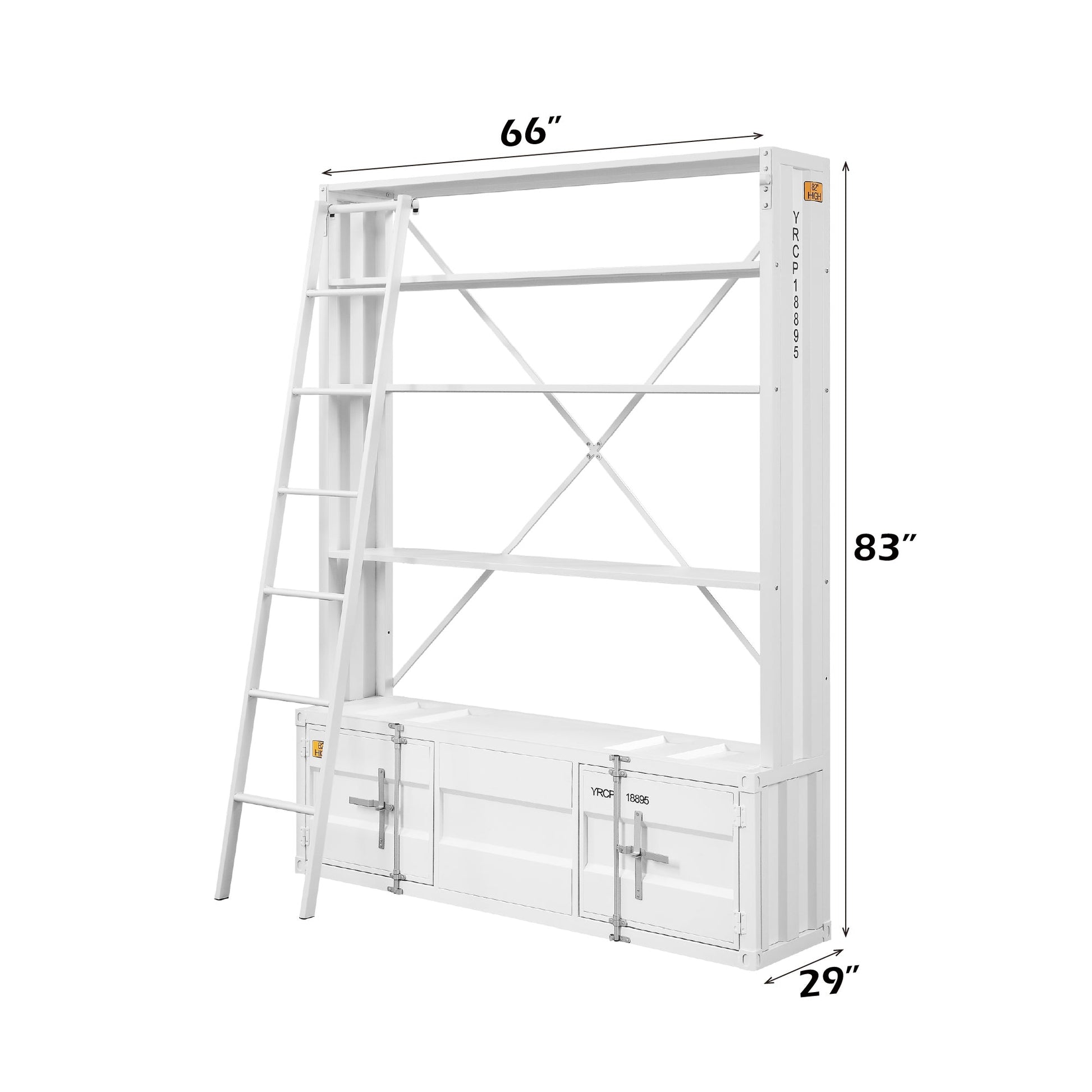 Cargo White Finish Bookcase W/Ladder - 1st Choice Furniture Direct