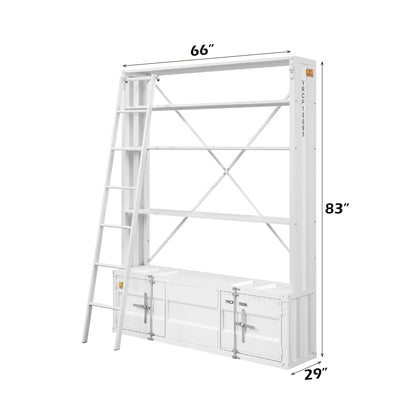 Cargo White Finish Bookcase W/Ladder - 1st Choice Furniture Direct