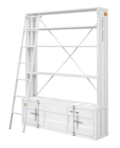 Cargo White Finish Bookcase W/Ladder - 1st Choice Furniture Direct