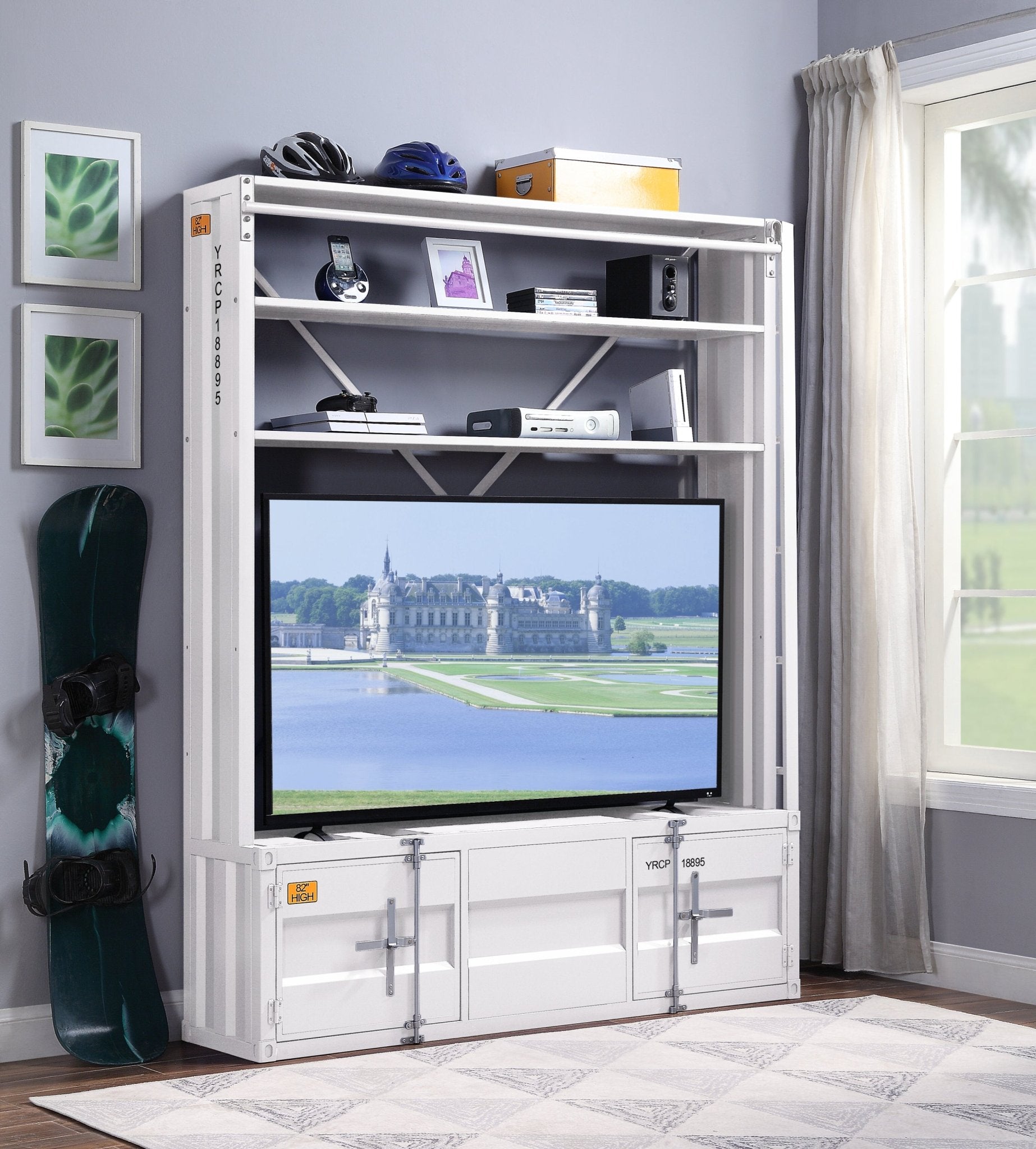 Cargo White Finish Bookcase W/Ladder - 1st Choice Furniture Direct