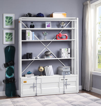Cargo White Finish Bookcase W/Ladder - 1st Choice Furniture Direct