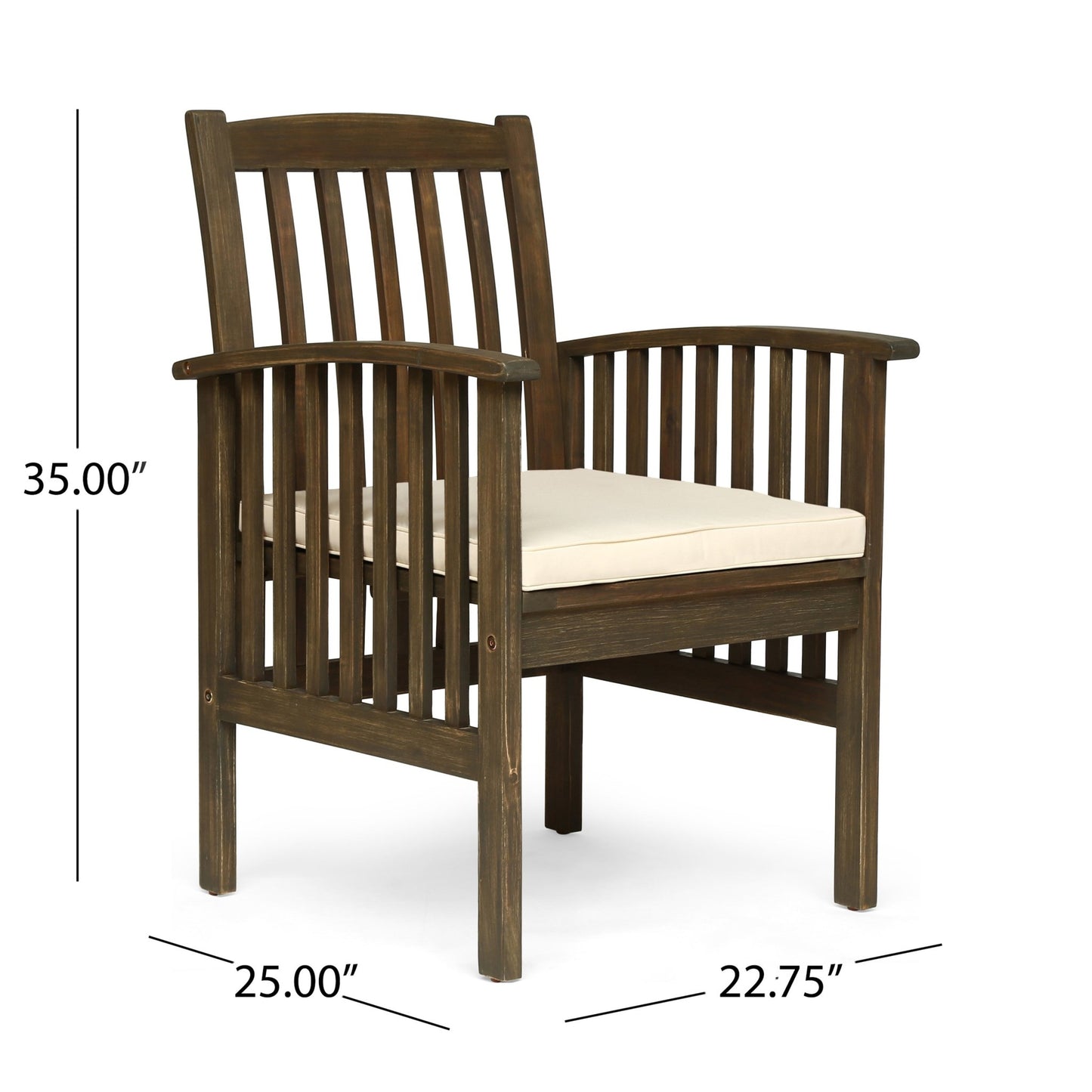 CASA Acacia Dining Chair Set with Cushions, Grey and Cream,2PCS - 1st Choice Furniture Direct