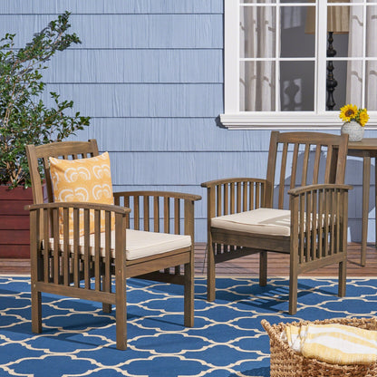 CASA Acacia Dining Chair Set with Cushions, Grey and Cream,2PCS - 1st Choice Furniture Direct