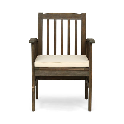 CASA Acacia Dining Chair Set with Cushions, Grey and Cream,2PCS - 1st Choice Furniture Direct