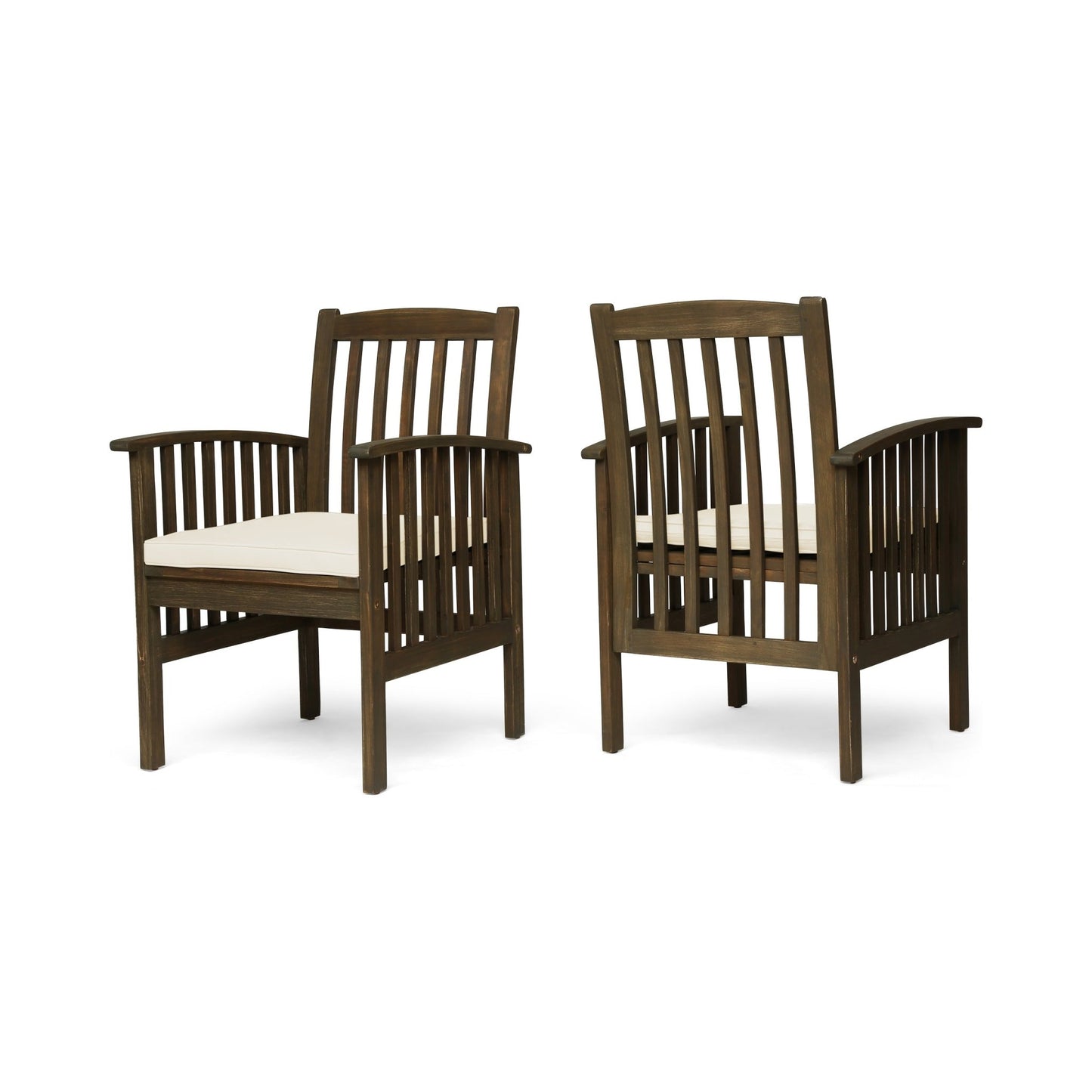 CASA Acacia Dining Chair Set with Cushions, Grey and Cream,2PCS - 1st Choice Furniture Direct