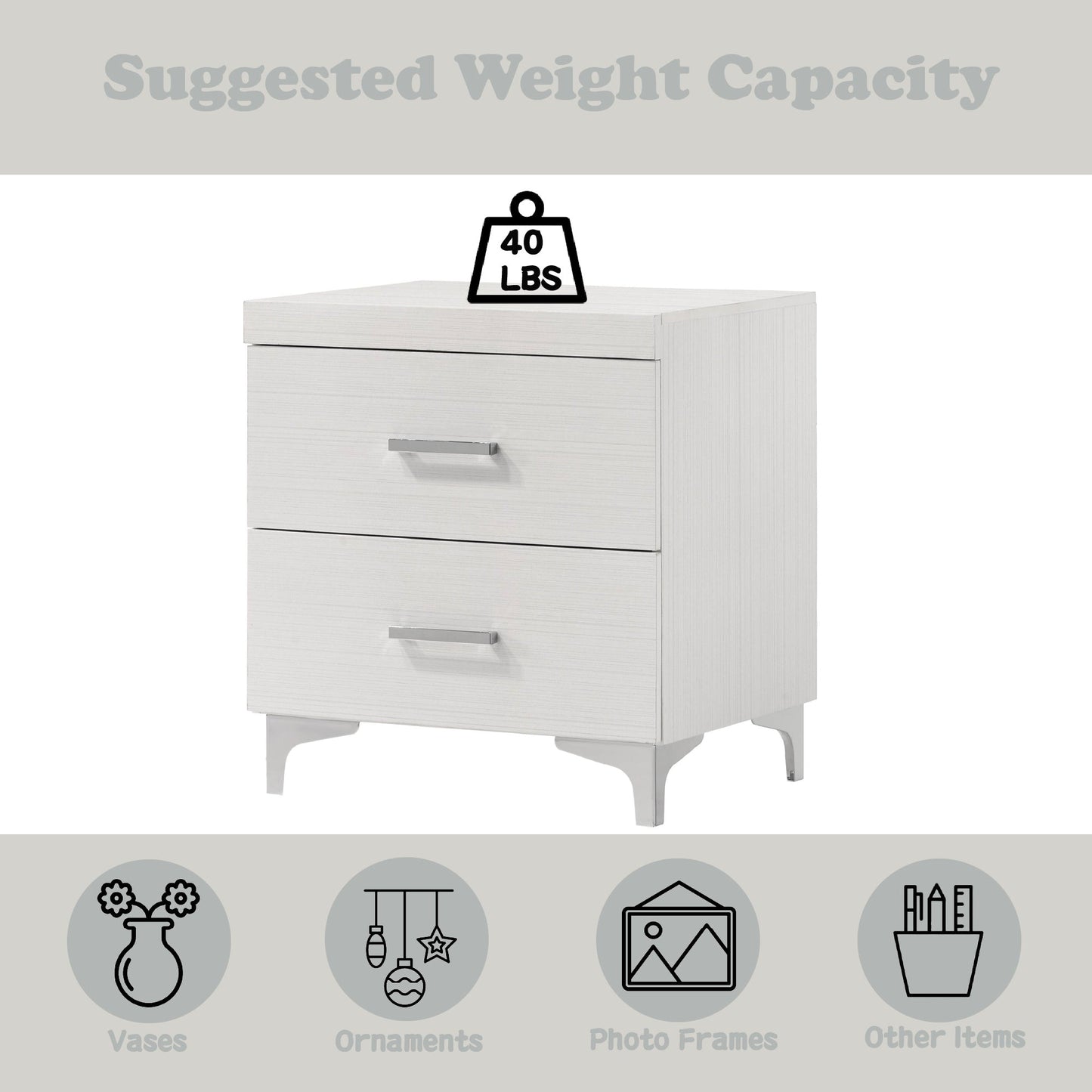 Casilda White Finish Nightstand - 1st Choice Furniture Direct