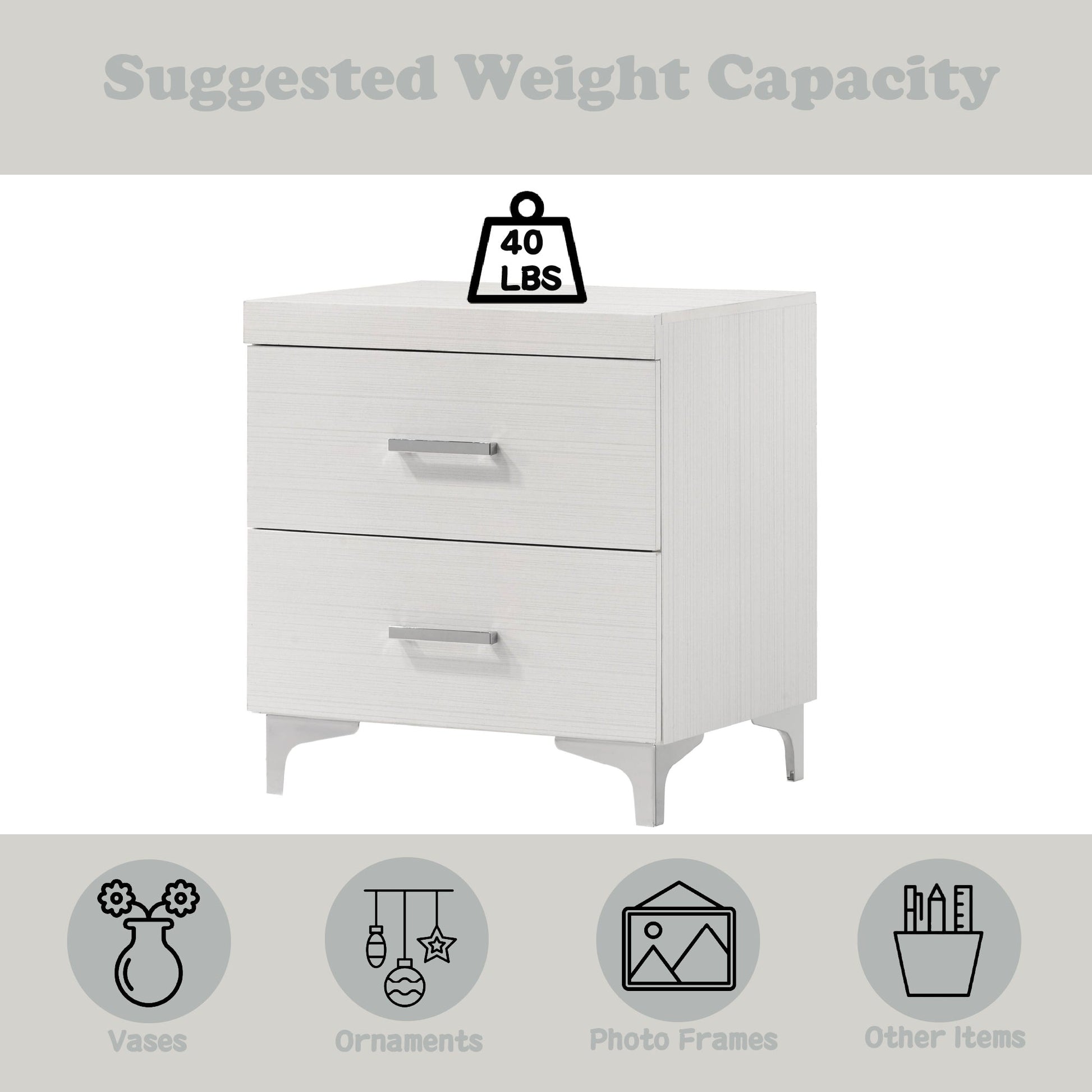 Casilda White Finish Nightstand - 1st Choice Furniture Direct