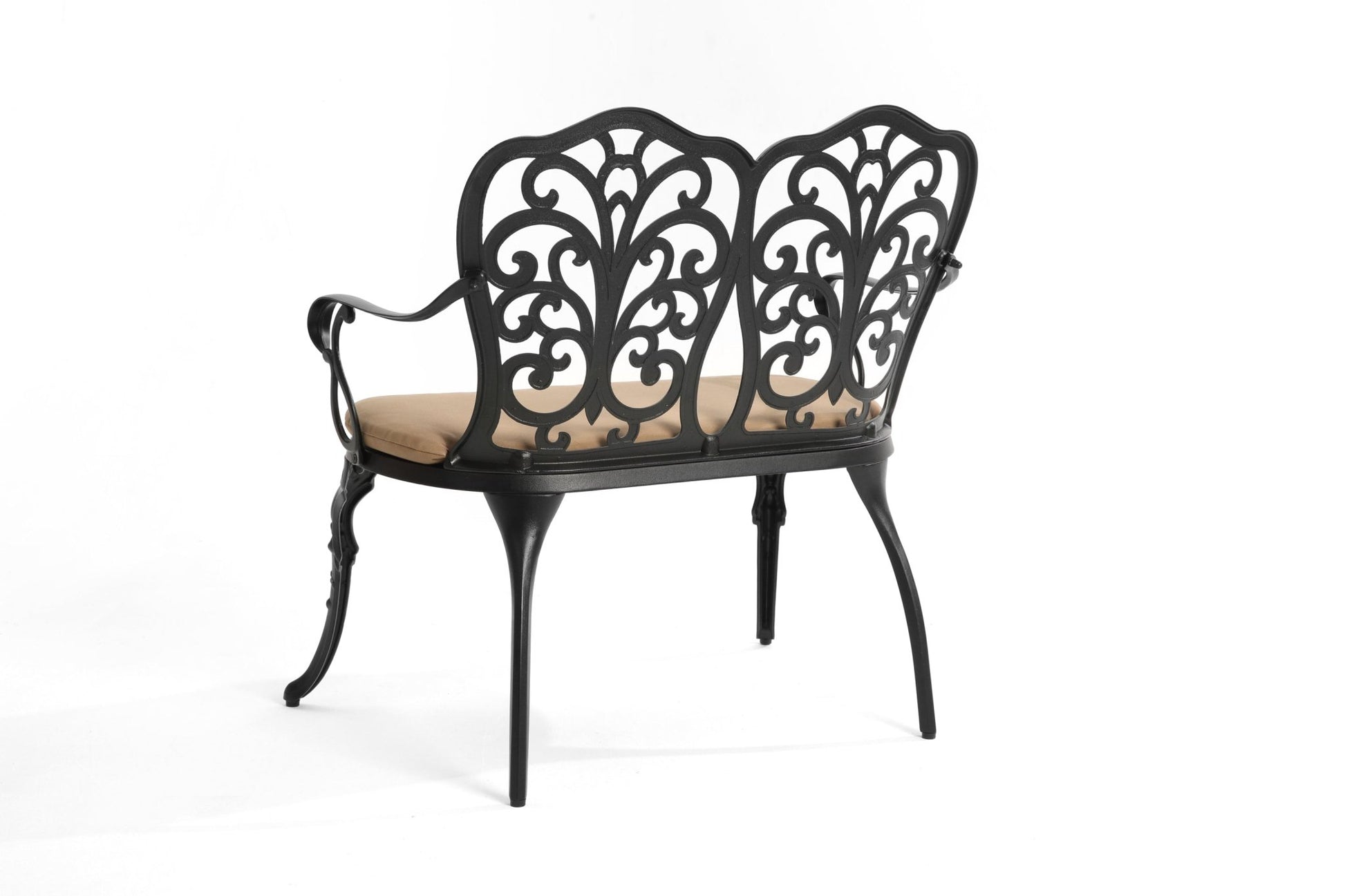 Cast aluminium bench with cushion - 1st Choice Furniture Direct