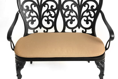 Cast aluminium bench with cushion - 1st Choice Furniture Direct