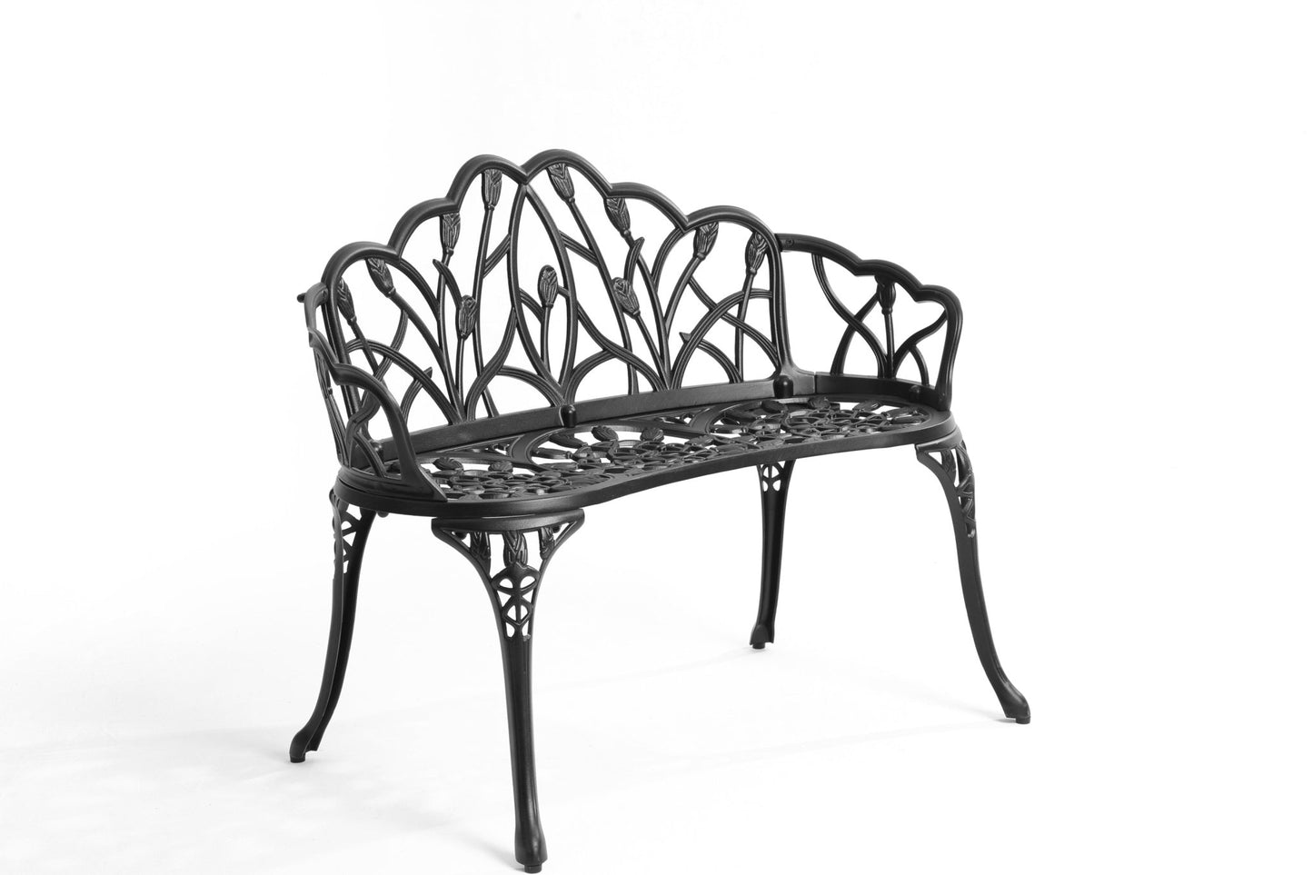 Cast Aluminum Outdoor Garden Bench with Butterfly Back Design - 1st Choice Furniture Direct