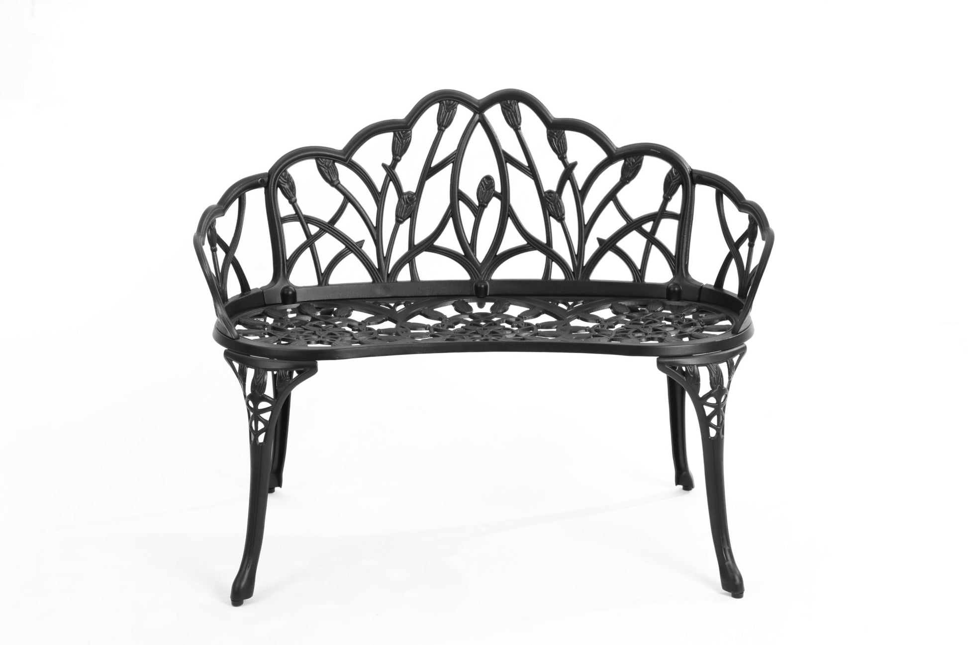 Cast Aluminum Outdoor Garden Bench with Butterfly Back Design - 1st Choice Furniture Direct