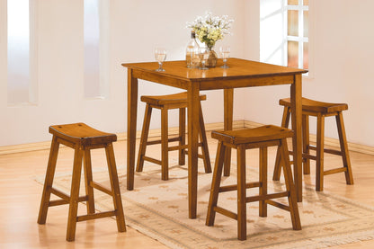 Casual Dining 29 - inch Bar Height Stools 2pc Set Saddle Seat Solid Wood Oak Finish Home Furniture - 1st Choice Furniture Direct