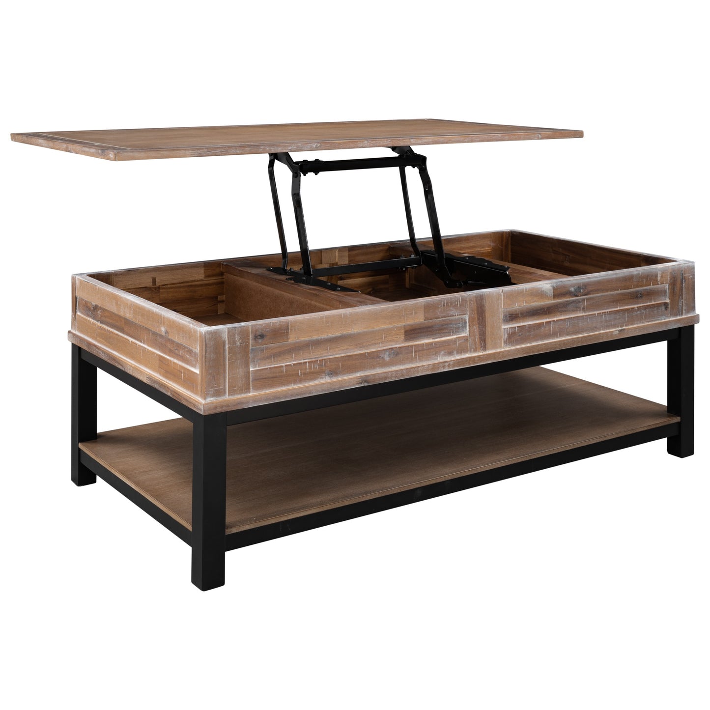 1st Choice U-style Lift Top Coffee Table with Inner Storage  Space and Shelf