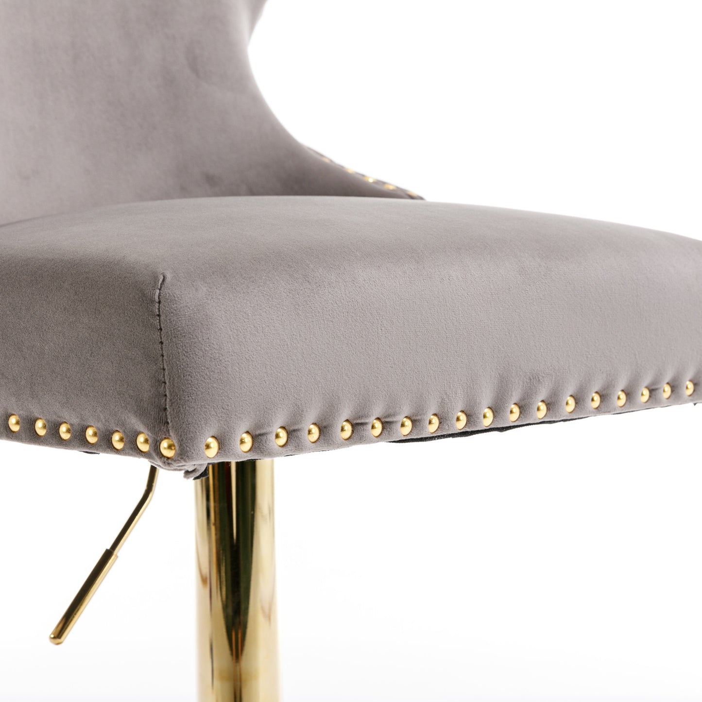 Seat Wide19.3 inches,Golden Swivel Velvet Barstools Adjusatble Seat Height from 25~33 Inch, Wing-Back Upholstered Bar Stools with Backs Comfortable Tufted for Kitchen Island or Bar,Gray,Set of 2