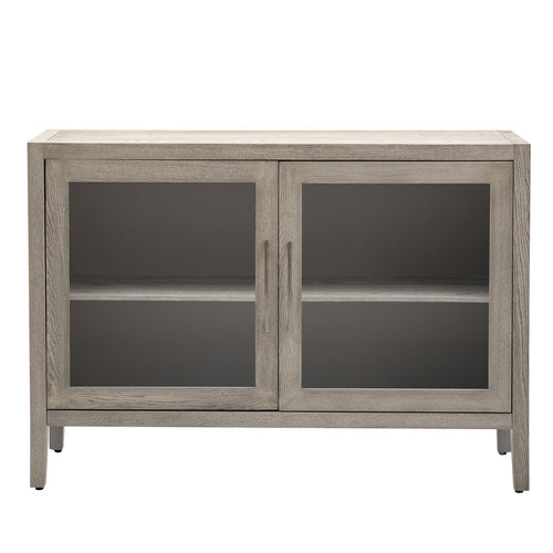1st Choice Wood Storage Cabinet with Two Tempered Glass Doors in Gray