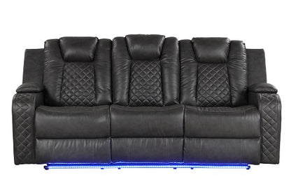 Benz LED & Power Recliner 3 PC Made With Faux Leather in Gray